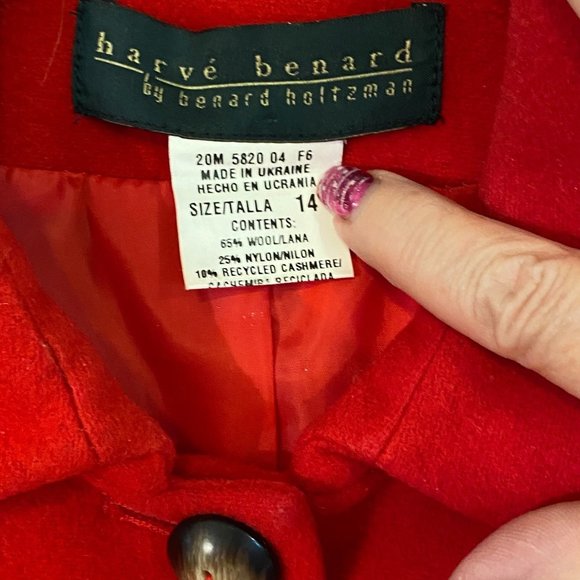 Harve Benard Size 14 Red Wool Jacket - Picture 4 of 4